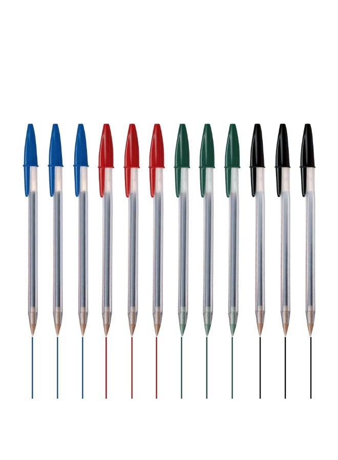 Assorted Color Ballpoint Pens Bulk - 12 Pack Smooth Writing Pens with Translucent Barrel, Bold Point Vivid Ink Pens for Office, School & Home, Ideal for Teachers, Students & Daily Use - Image 1