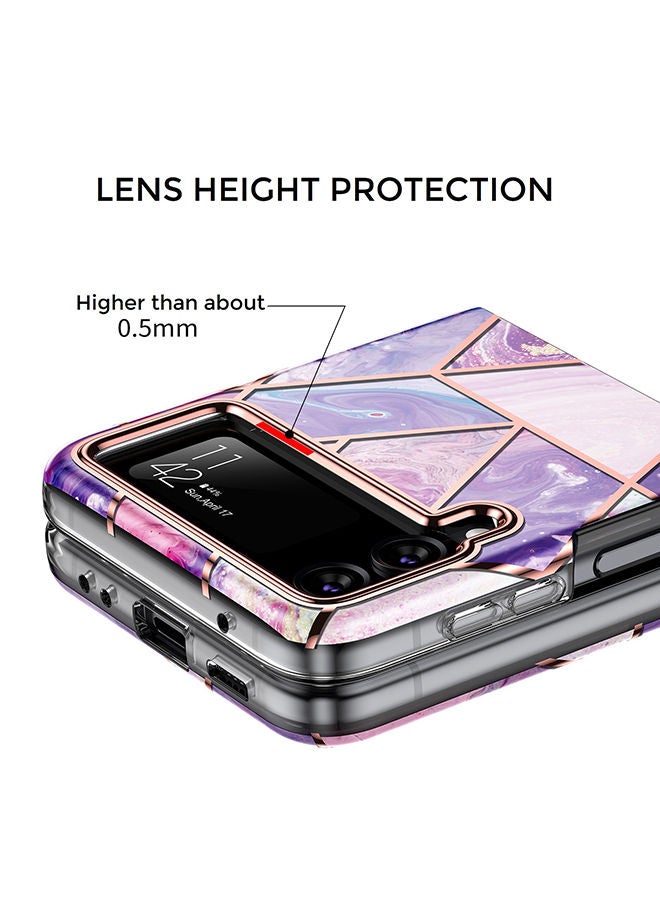 O Ozone Case for Samsung Galaxy Z Flip 4 + Galaxy Buds Case, Full-Body Smooth Gloss Finish Marble Shockproof Bumper Stylish Cover for Women Girls  (Blue) - Image 5