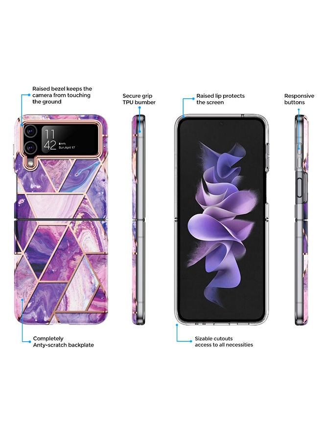 O Ozone Case for Samsung Galaxy Z Flip 4 + Galaxy Buds Case, Full-Body Smooth Gloss Finish Marble Shockproof Bumper Stylish Cover for Women Girls  (Blue) - Image 3