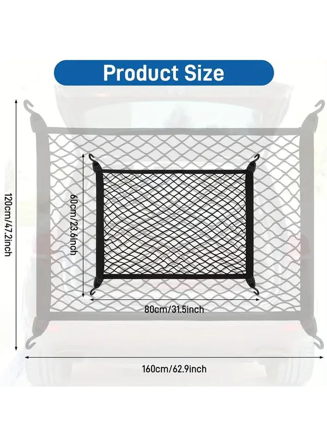 Flexible Elastic Cargo Net with 4 Hooks Extends from 23.62x15.75 to 31.5x23.62 Inch for Car Trunk RV - Image 3