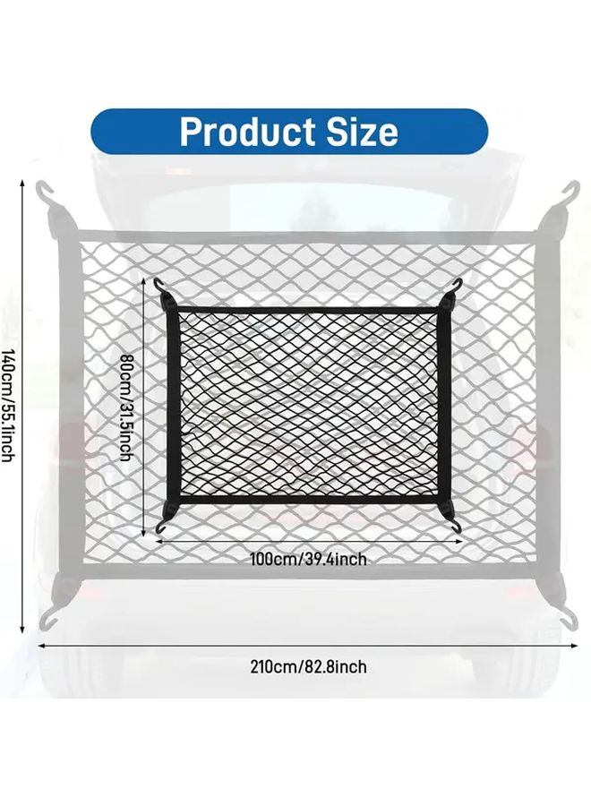 Flexible Elastic Cargo Net with 4 Hooks Extends from 23.62x15.75 to 31.5x23.62 Inch for Car Trunk RV - Image 4