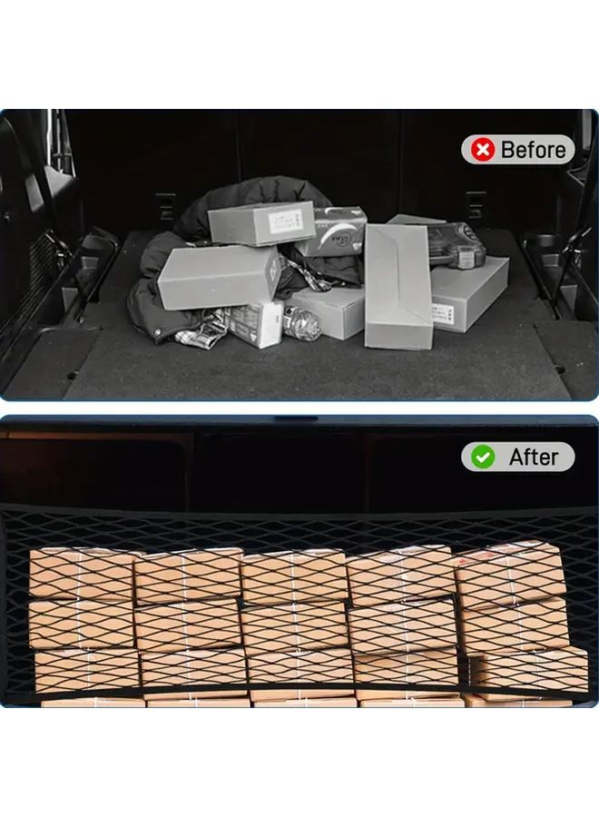 Flexible Elastic Cargo Net with 4 Hooks Extends from 23.62x15.75 to 31.5x23.62 Inch for Car Trunk RV - Image 5
