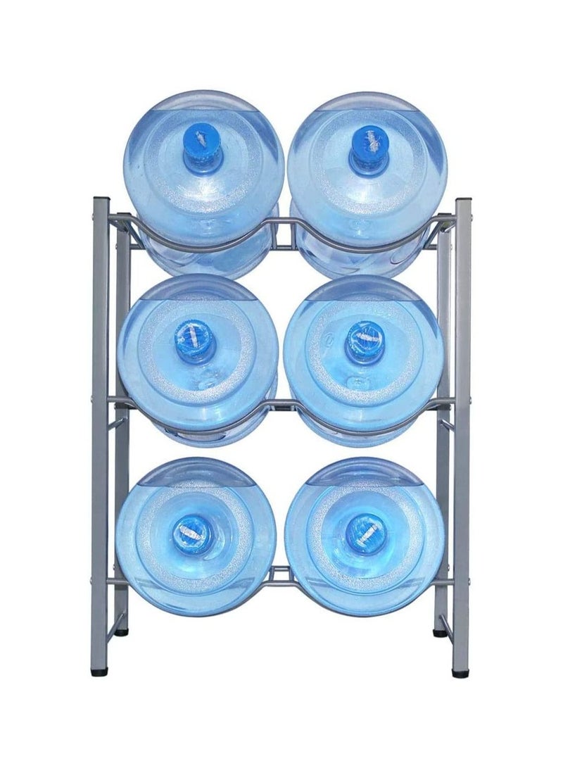 6 Bottles Water Cooler Jug Rack 5 Gallon Water Bottle Storage Rack 3 Tier Silver - Image 2