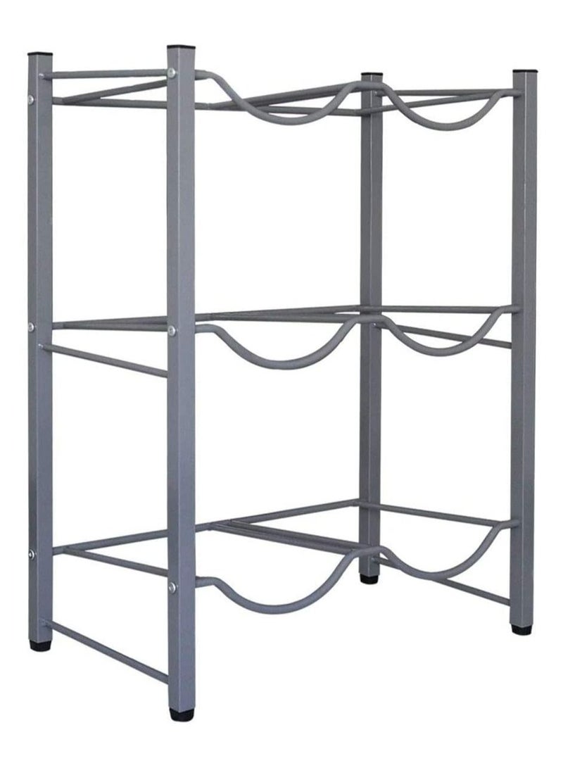 6 Bottles Water Cooler Jug Rack 5 Gallon Water Bottle Storage Rack 3 Tier Silver - Image 4