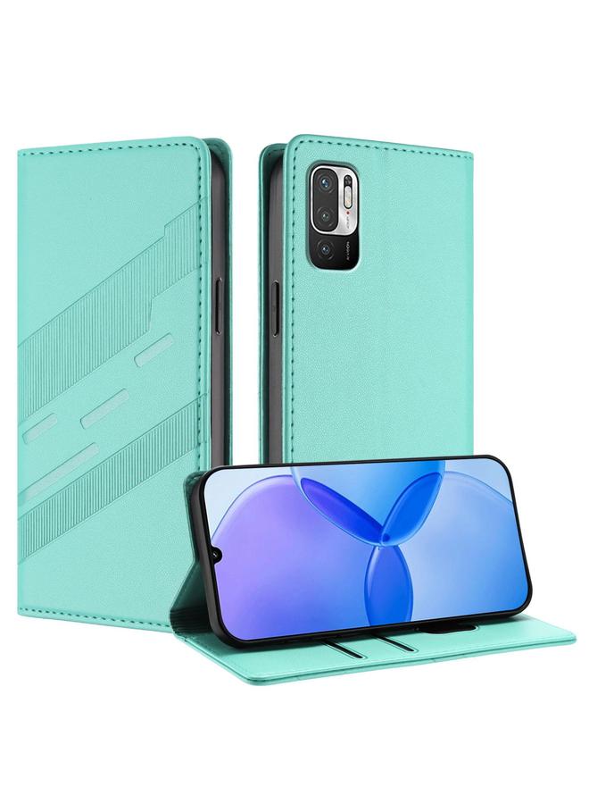 اس-توب جراب لهاتف Redmi 10 4G محفظة جلدية متعددة الوظائف منقوشة بتصميم كلاسيكي - Image 1