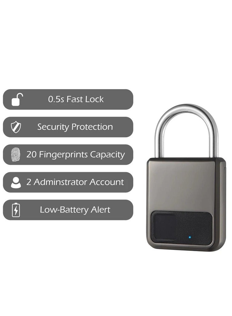 Fingerprint Padlock Waterproof Smart Keyless Security Locker Fingerprint Lock Anti Theft USB Charge For Bike Gym Locker Luggage 2Pcs - Image 3