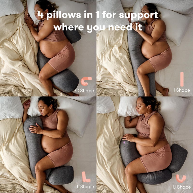 Frida Mom Pregnancy Pillow, Body Pillow, Cooling Pillow, Adjustable for Comfortable Sleep and Pregnancy Belly Support, Back Support, and Leg Support, Gray - Image 3