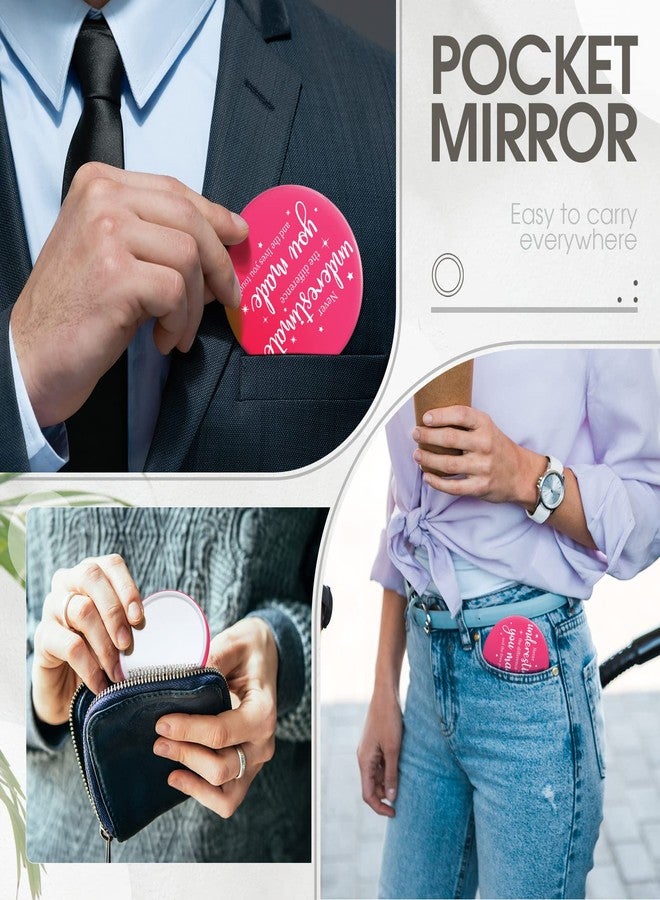 Hoolerry 24 Pcs Pink Inspirational Compact Mirror Bulk 2.8 Inch Small Round Purse Pocket Portable Travel Makeup Mirror for Women Coworkers Staff Employee Appreciation Wedding Bridal Shower Gifts - Image 4