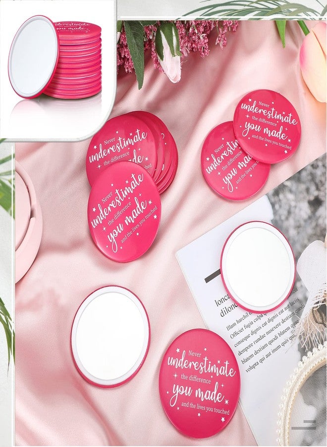 Hoolerry 24 Pcs Pink Inspirational Compact Mirror Bulk 2.8 Inch Small Round Purse Pocket Portable Travel Makeup Mirror for Women Coworkers Staff Employee Appreciation Wedding Bridal Shower Gifts - Image 3