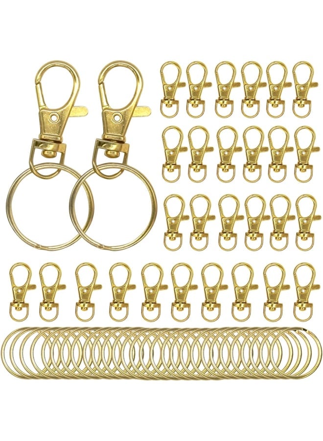 Set of Rotating Key Rings [60 Pieces], 30pcs Key Hooks Rings + 30pcs Rotating Carabiner Clasps for Jewellery, Handbag, Shoulder Bag - DIY Accessories  - Image 1