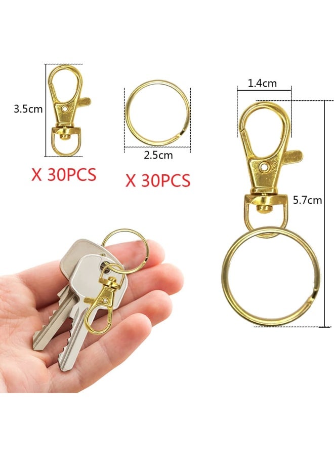 Set of Rotating Key Rings [60 Pieces], 30pcs Key Hooks Rings + 30pcs Rotating Carabiner Clasps for Jewellery, Handbag, Shoulder Bag - DIY Accessories  - Image 3