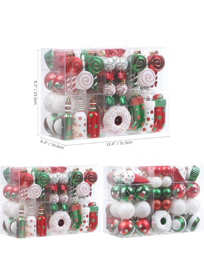 Sea Team 80Pack Assorted Shatterproof Christmas Ball Ornaments Set Decorative Baubles Pendants with Reusable Handheld Gift Package for Xmas Tree Rose Gold - Image 2