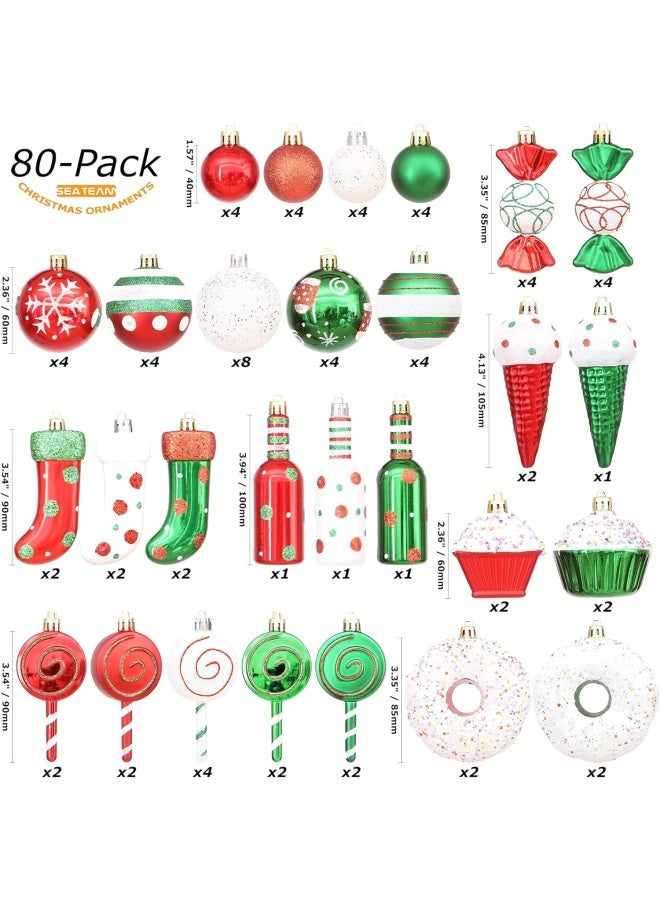 Sea Team 80Pack Assorted Shatterproof Christmas Ball Ornaments Set Decorative Baubles Pendants with Reusable Handheld Gift Package for Xmas Tree Rose Gold - Image 3