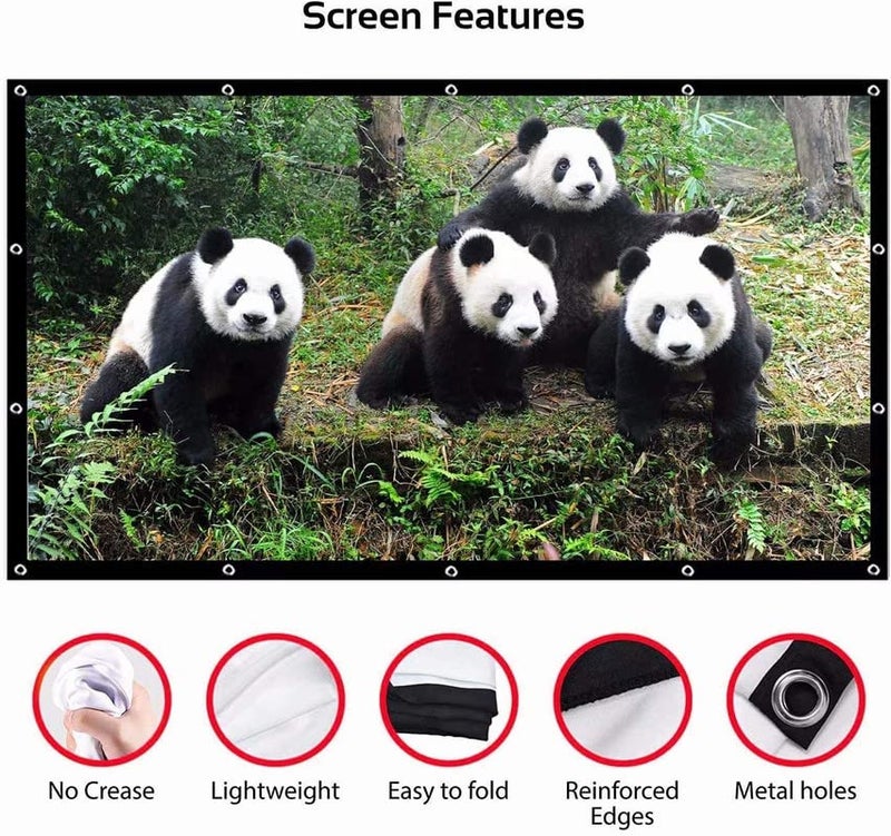 Vilro 100-inch Portable HD Projector Screen Ratio 16:9 Projection Screen Foldable Thick Durable for Outdoor Home Theater-A+2 - Image 5