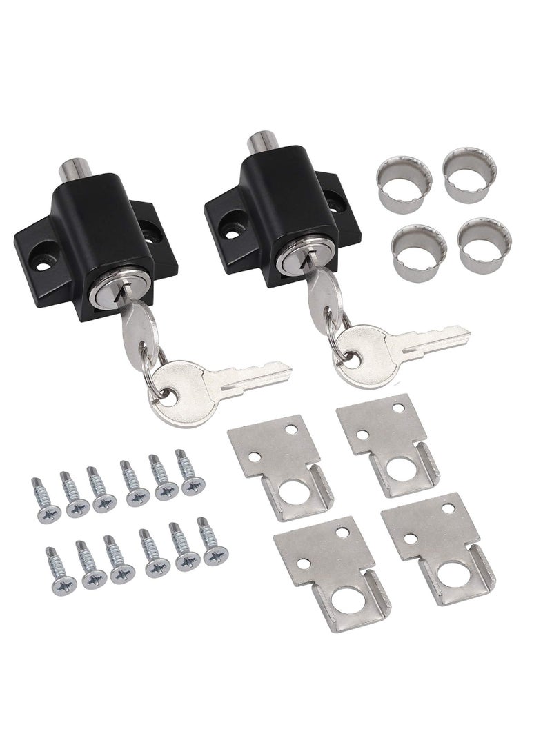 SYOSI Sliding Patio Lock, Door Lock Reinforcer Privacy Door Latch, Sliding Patio Lock Sliding Patio Door Latches Set, Security Lock Window and Patio Door Window Bolt Sliding Universal Locks 2Pcs Black  - Image 1