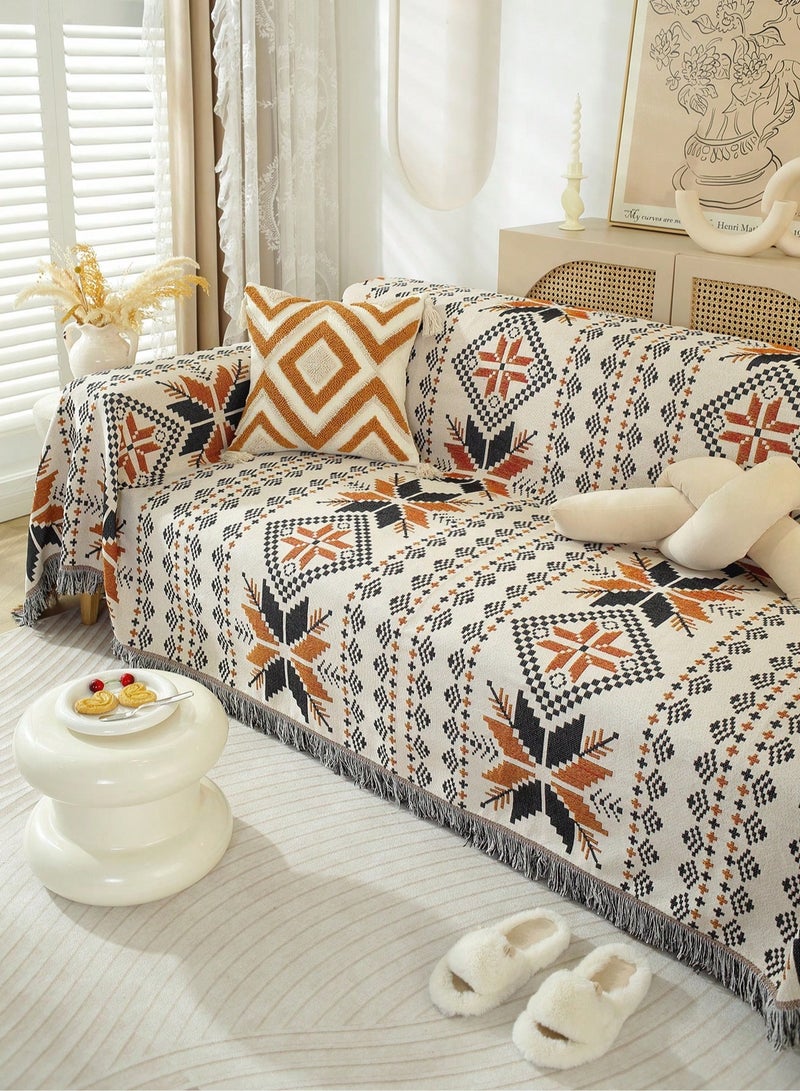 قطعة واحدة من غطاء أريكة شينيل متعدد الاستخدامات – بطانية رمي أنيقة بشرّابات – غطاء واقٍ لجميع الفصول للأريكة والسرير – مقاوم للخدوش والغبار – مثالي لغرفة المعيشة وغرفة النوم وعربة الـ RV والاستخدام الخارجي - Image 1