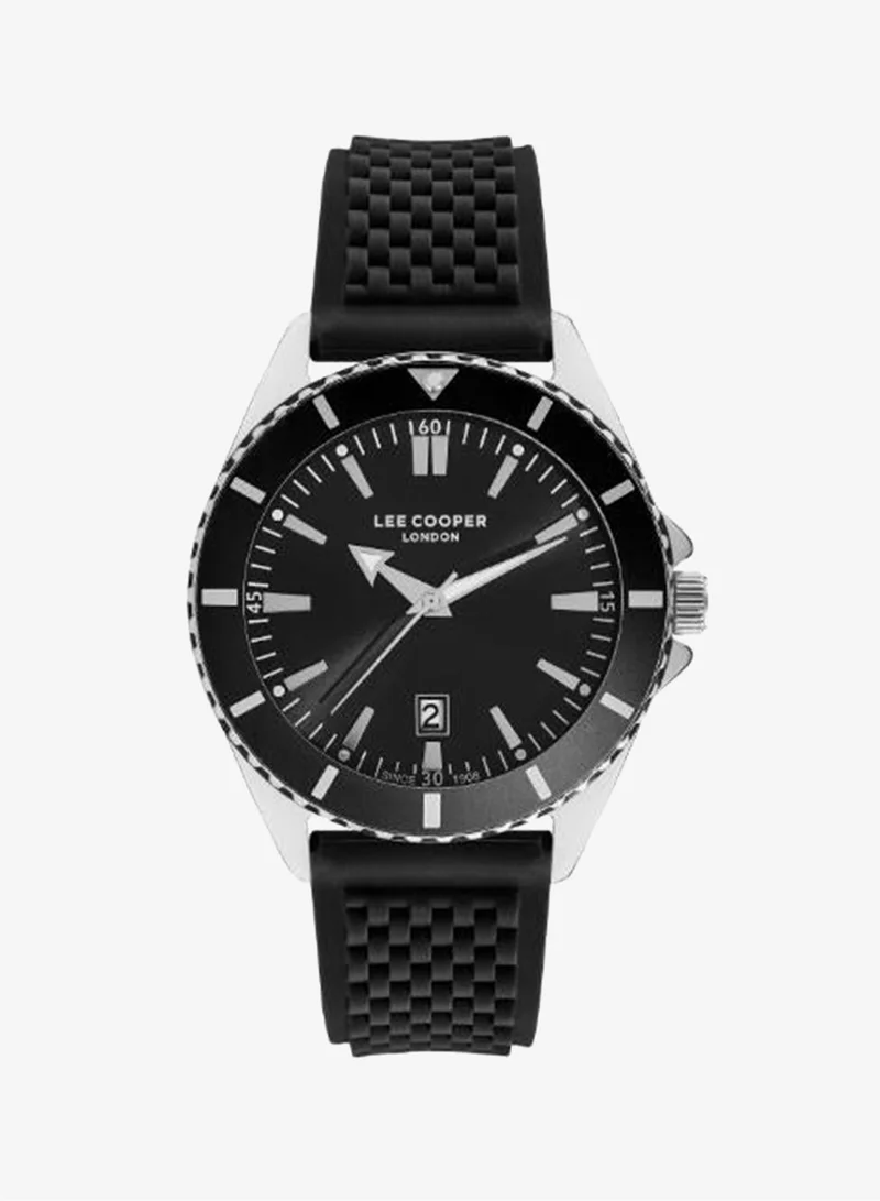 Lee Cooper Lee Cooper LC07361.351 Men's Analog Display Watch & Silicone Strap Black