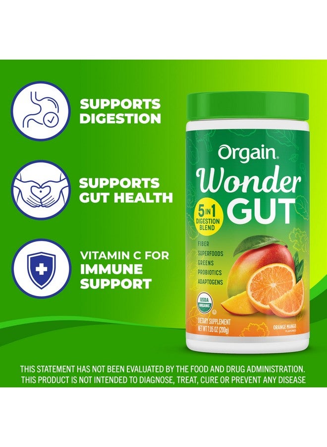 Orgain مسحوق مكمل الألياف العضوي من أورغين وندر غوت، مزيج 5 في 1 مع 1 مليار بروبيوتيك، خضروات، فيتامين C، أدابتوجين لدعم صحة الأمعاء والمناعة، غير معدّل وراثيًا، برتقال مانجو، 7.05 أونصة - Image 3
