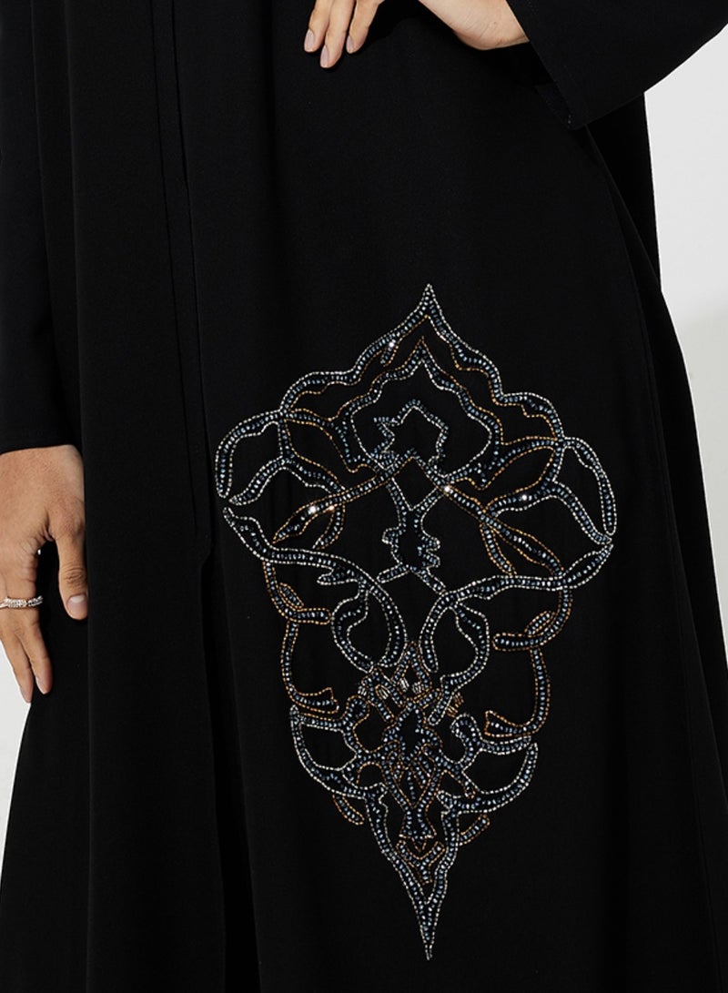 Rosette Abaya Elegant Abaya with Arabic Embroidery Hand Work style - Image 2
