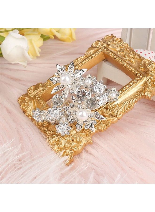 SUMAJU 40 Pieces Bride Wedding Hair Pins, Flower Bridal Head Clip Crystal Pearl Flower Hair Barrettes U-Shape Hair Clips for Bridal Wedding Prom Women Hair Jewelry Accessories - Image 4