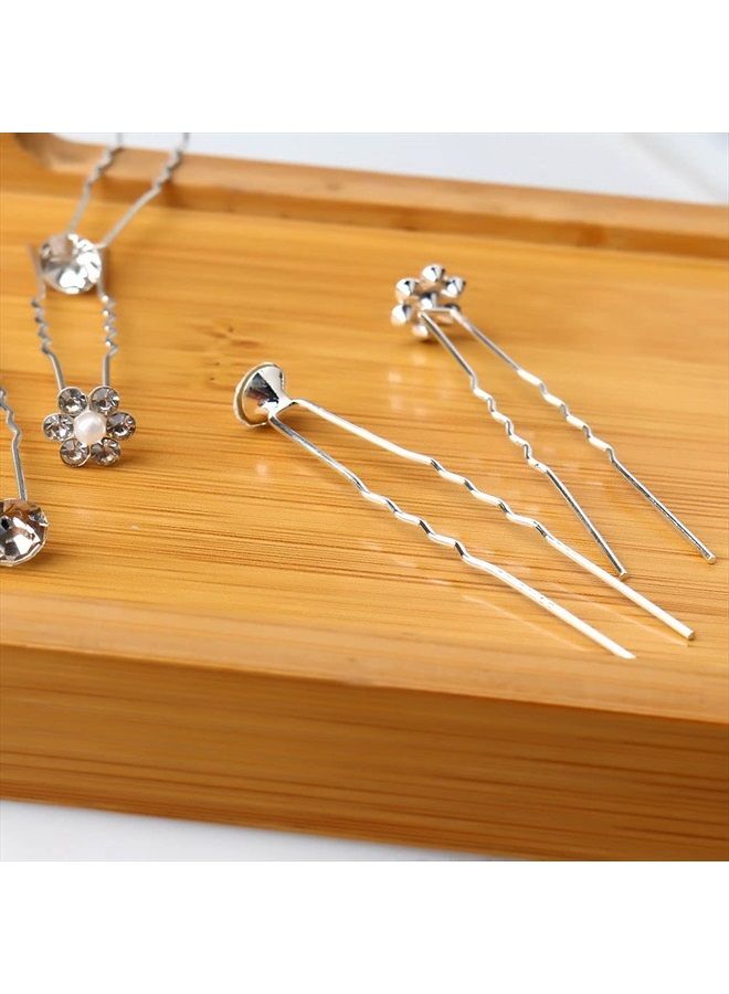 SUMAJU 40 Pieces Bride Wedding Hair Pins, Flower Bridal Head Clip Crystal Pearl Flower Hair Barrettes U-Shape Hair Clips for Bridal Wedding Prom Women Hair Jewelry Accessories - Image 2