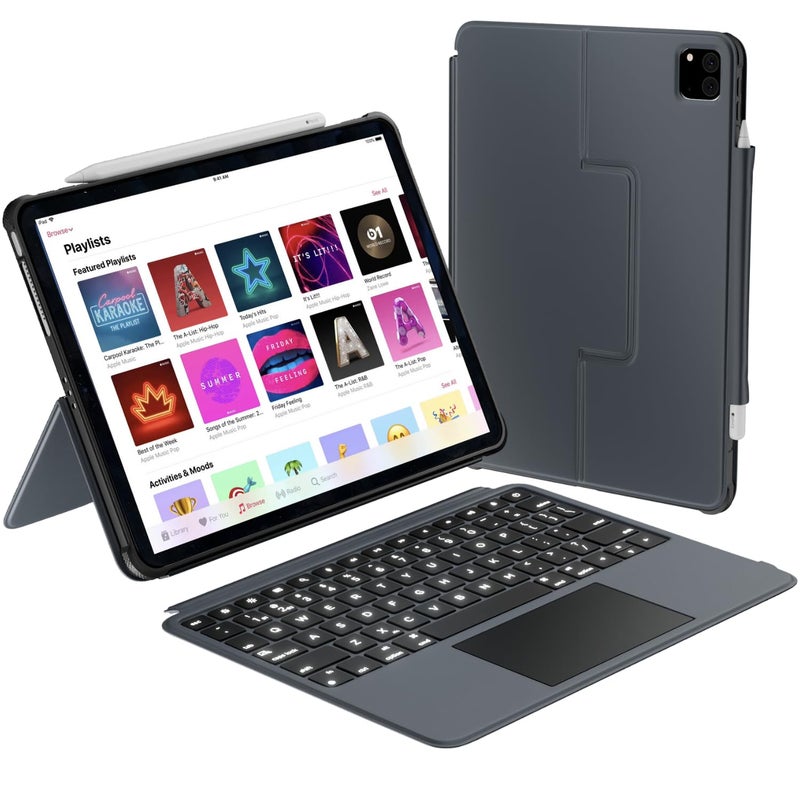 Macally iPad Air 13 Inch Case Keyboard (M3, 2025/M2, 2024) |iPad Pro 12.9 Keyboard Case (5/6th Gen) with Large Trackpad, Multi Angle View Stand Apple Pencil Holder, Backlit, Detachable - Image 1