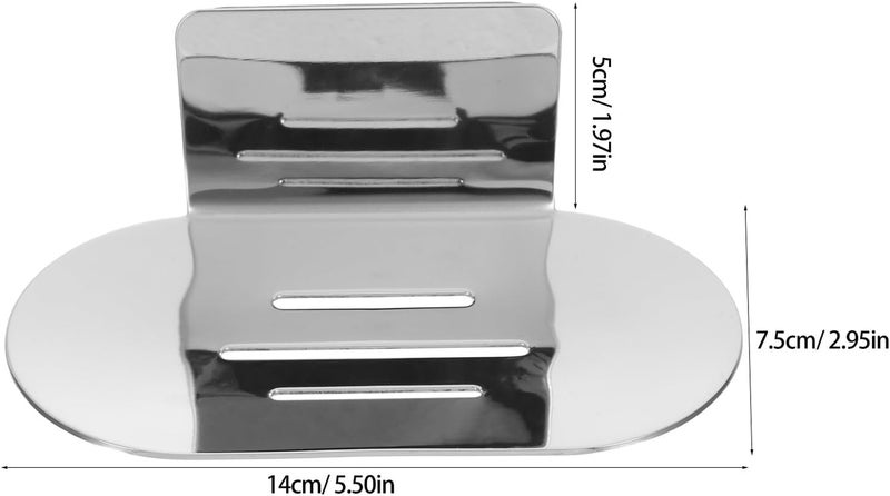 Toyvian 2pcs Stainless Steel Soap Holder with Drainage Adhesive Wall-Mounted Self-draining Soap Dish Tray for Bathroom and Shower 1.5mm Thickness Rust-Resistant - Image 2