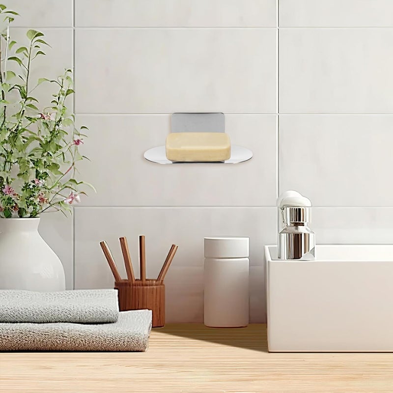Toyvian 2pcs Stainless Steel Soap Holder with Drainage Adhesive Wall-Mounted Self-draining Soap Dish Tray for Bathroom and Shower 1.5mm Thickness Rust-Resistant - Image 5