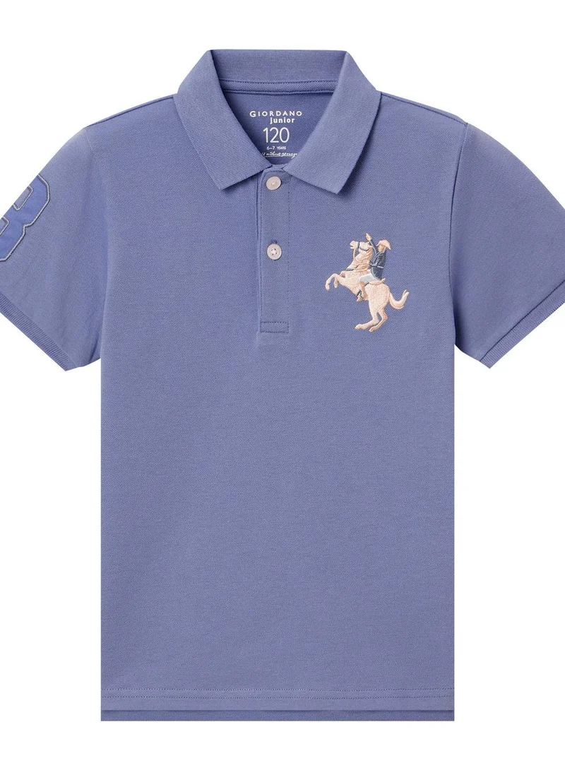GIORDANO Kids' Napoleon Polo: Classic Piqué, Bold Embroidery, All-Day Comfort