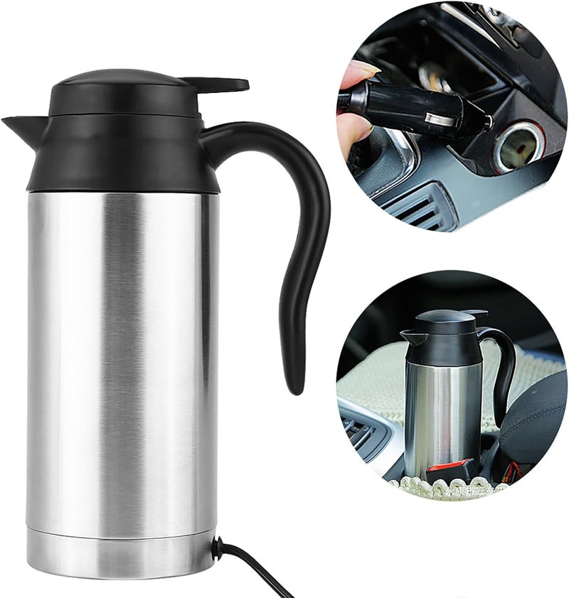 Ejoyous Electric Car Kettle, 750ml 12V Travel Car Heating Kettle Portable Stainless Steel Cigarette Lighter Heating Mug for Tea, Coffee - Image 2