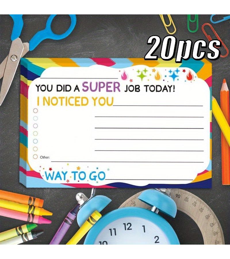 20 Motivational Postcards Designed for Reward Charts Behavior Incentive Cards Teachers Certificates of Achievement School Supplies 20pcs - Image 1