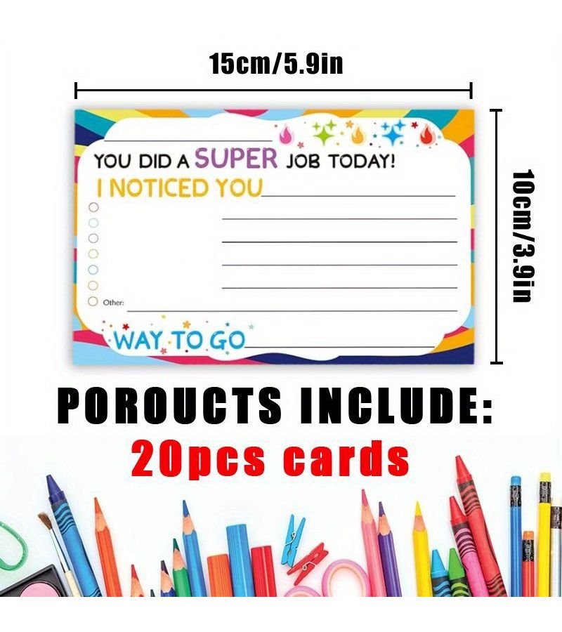 20 Motivational Postcards Designed for Reward Charts Behavior Incentive Cards Teachers Certificates of Achievement School Supplies 20pcs - Image 2
