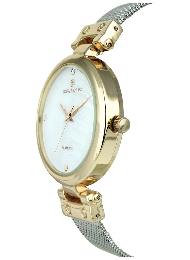 Daisy Fuentes ساعة ذهبية أنيقة للنساء بتصميم ثنائي اللون DF202TTGD - Image 3
