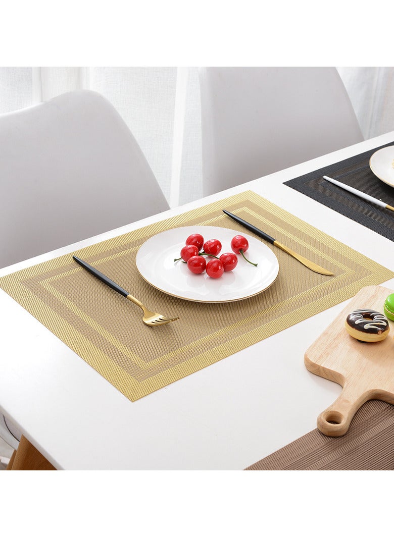 TOMSHOO Placemats for Dining Table Set of 4, Woven Place Mats Table Runner, Waterproof Washable Kitchen Table Mats, Heat-Resistant Table Mats for Table Decoration (Gold) - Image 3