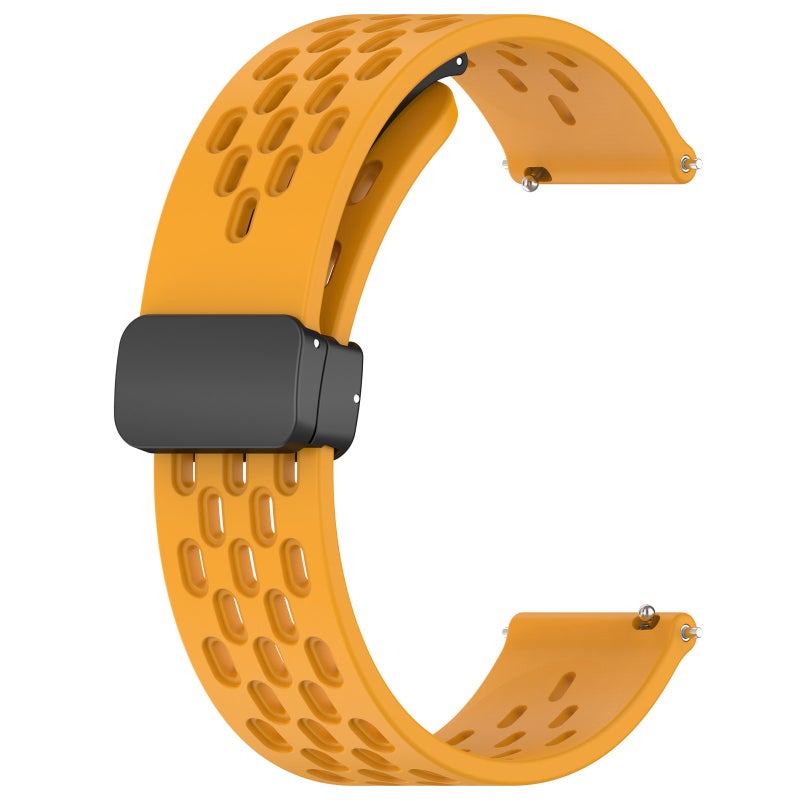 S-TOP For Garmin Vivoactive3 Music 20mm Folding Magnetic Clasp Silicone Watch Band(Yellow) - Image 2