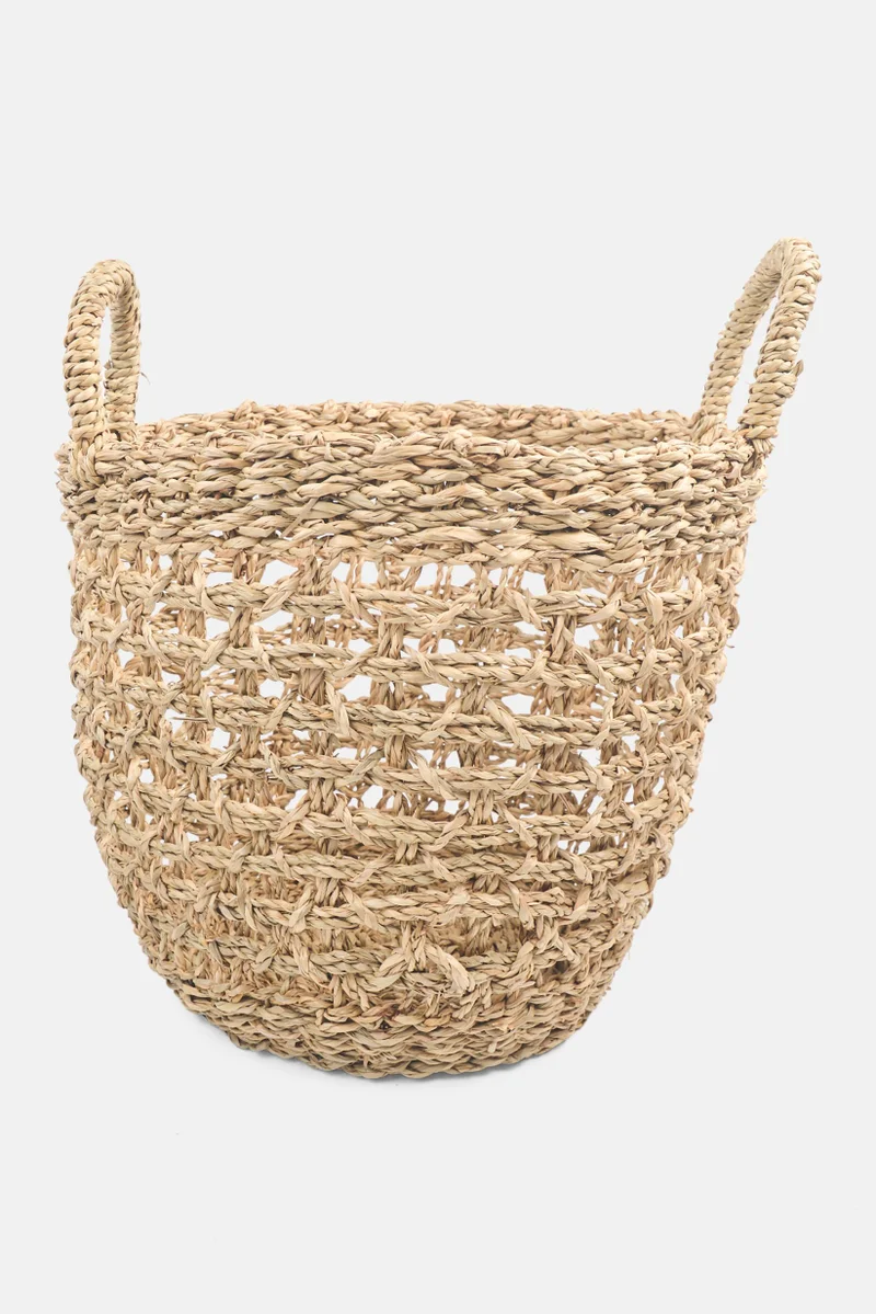 Muy Mucho Round Basket With Handles, Tan