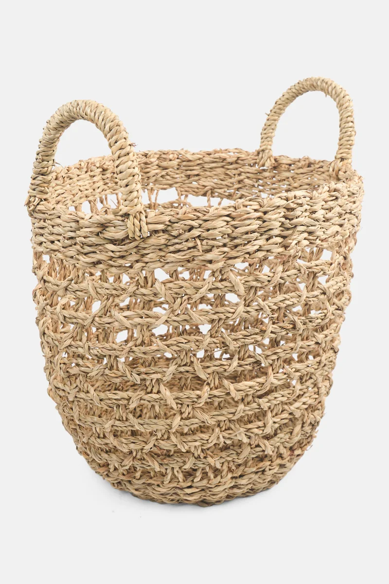Muy Mucho Round Basket With Handles, Tan