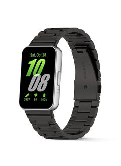O Ozone Metal Watch Strap For Samsung Galaxy Fit 3, Adjustable Replacement Band Stainless Steel Strap Bracelet for Men Women- Black  - Image 1
