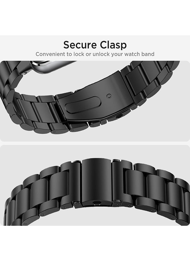 O Ozone Metal Watch Strap For Samsung Galaxy Fit 3, Adjustable Replacement Band Stainless Steel Strap Bracelet for Men Women- Black  - Image 4
