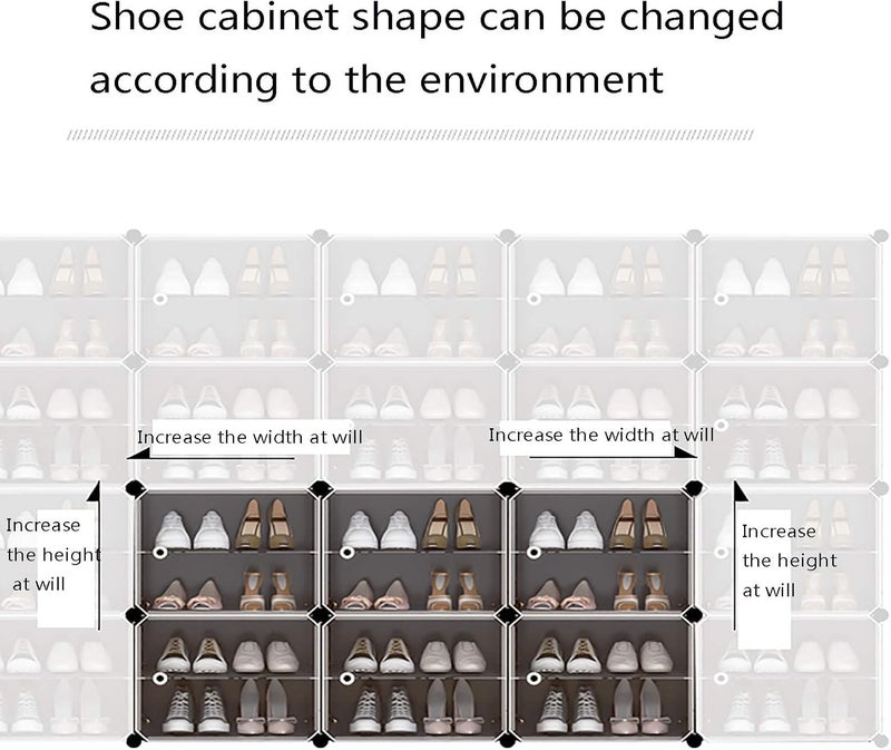 KEEKOS Shoe Rack Plastic,Portable with Dustproof Door, Multi-Purpose Plastic for Home Foldable Portable Shelves Chappal, Slipper, Heels, Boots,Stand (Black, 16-Shelf-8-Door) - Image 5