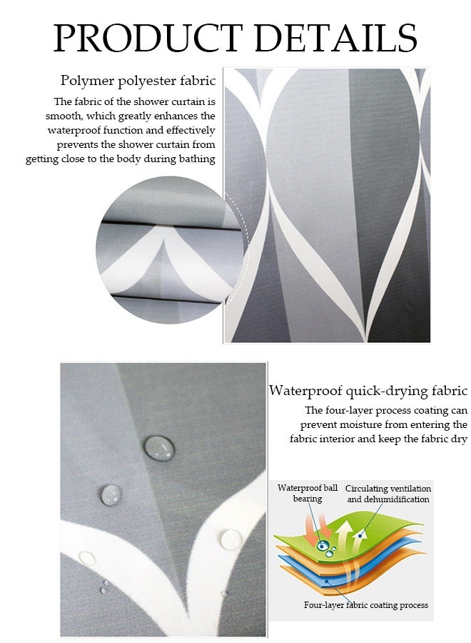 Waterproof Shower Curtain，Thickened Bathroom Curtains，Moisture Absorption And Durability，Waterproof Quick Drying，Anti Mold，With Hooks，For Bathroom And Bath Tub，120*180cm - Image 5