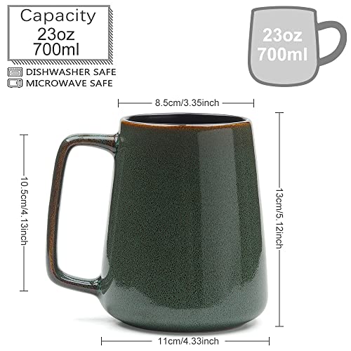 KELINGO Large 24 OZ/700ml Ceramic Coffee Mugs with Golden Handle, Extra Big Jumbo Tea Cup Mug for Office and Home, Gift and Present - Image 2