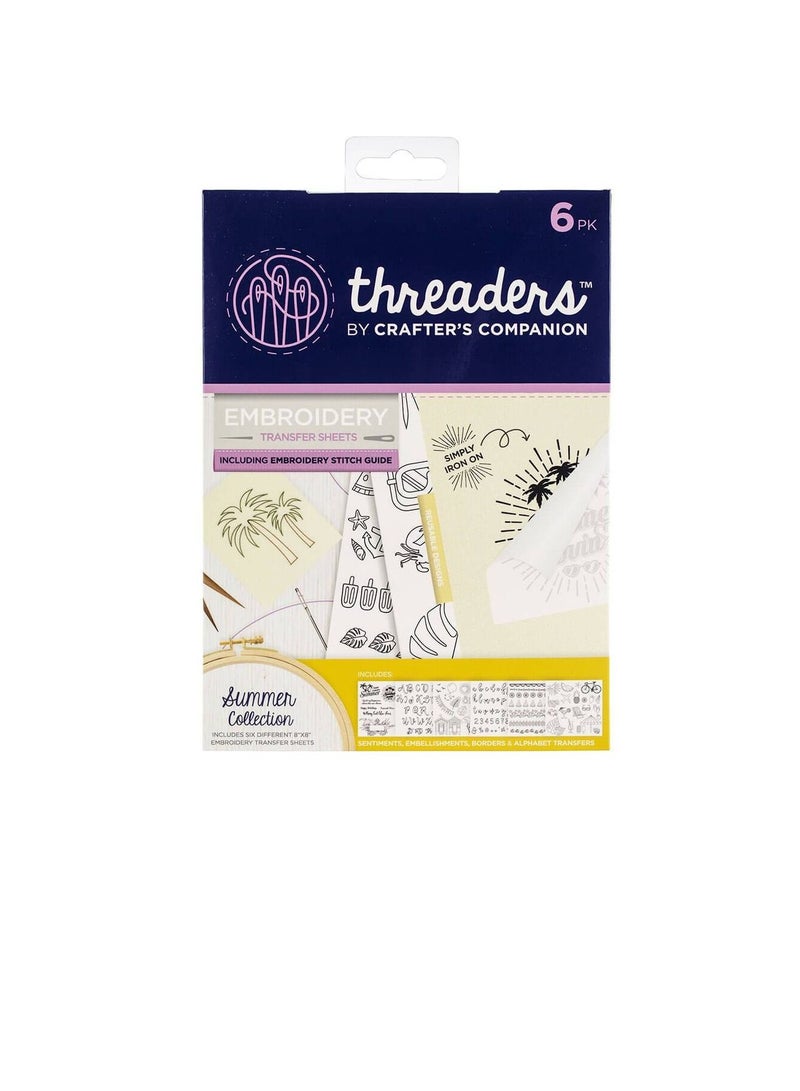 Crafter's Companion Embroidery Transfer Sheets Threaders Summer - Image 1