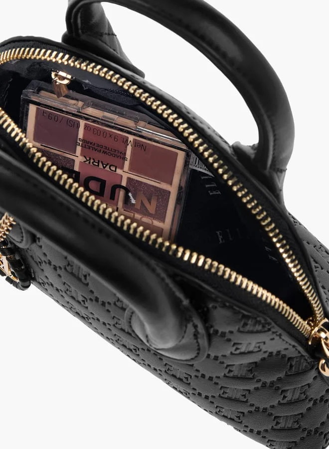 ايل Womens Monogram Embossed Mini Crossbody Bag With Zip Closure And Double Handle