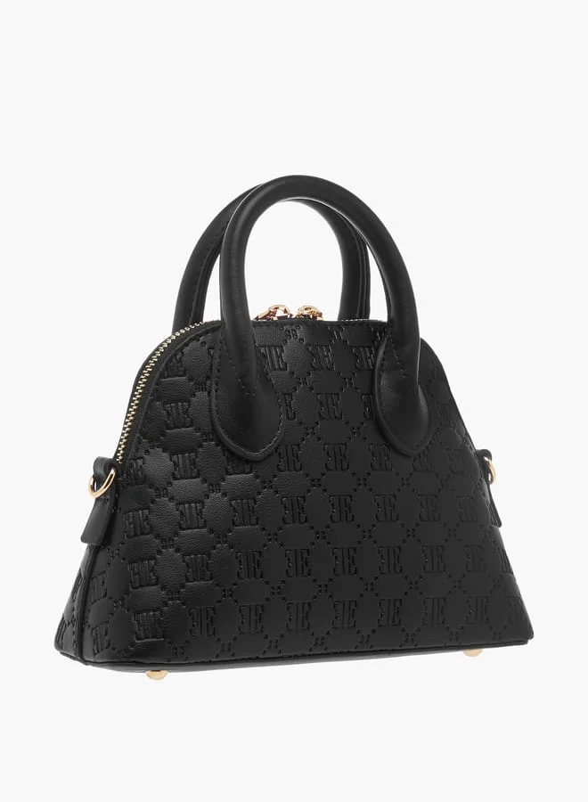 ايل Womens Monogram Embossed Mini Crossbody Bag With Zip Closure And Double Handle