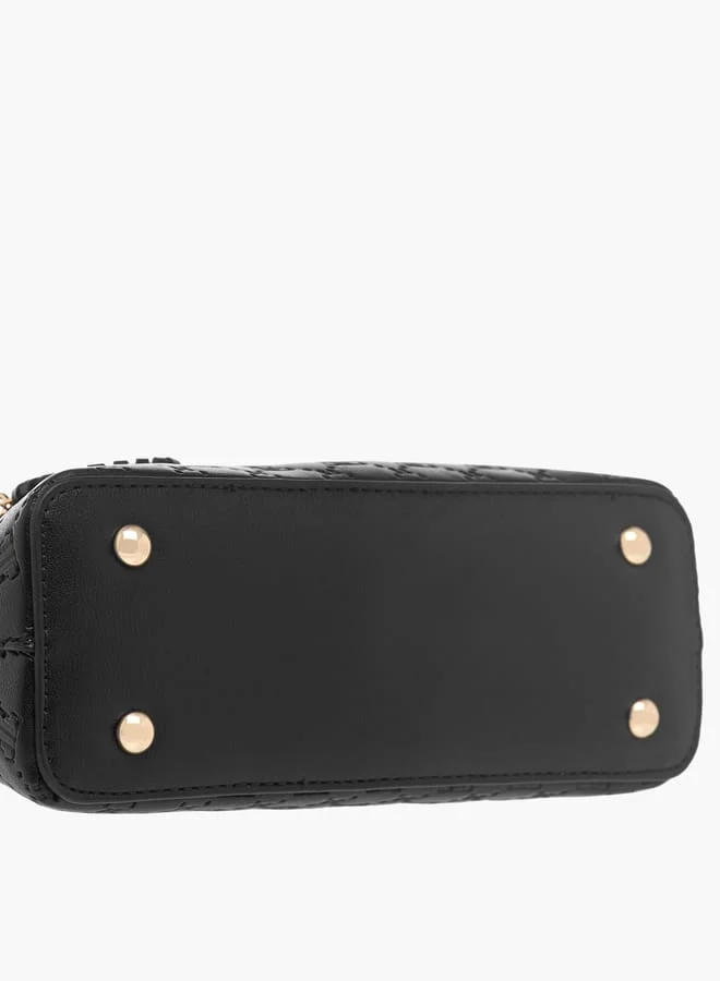 ايل Womens Monogram Embossed Mini Crossbody Bag With Zip Closure And Double Handle