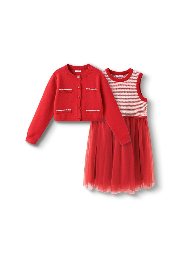 Balabala Little Lady Chic Dress For Girls, Children's Tulle Skirt, 2025 Spring New Arrival Two-piece Set, Chinese Style Outfit - Image 2