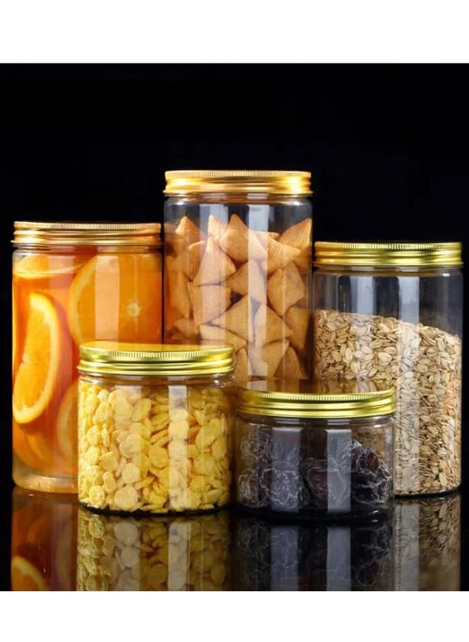 12 Pieces (680ml) Spice Storage Empty Bottle Refillable Clear Jar/Biscuit Jar/Food Container/Plastic Pet Jars/Cansister Plastic Bottle with Metal Gold Lids - pzsku/ZEEC29E80779A2CB27B0DZ/45/_/1658080755/700fe30f-3f2b-4442-a3d2-3979f716289b