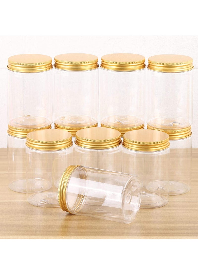 ALSAQER 12 Pieces (680ml) Spice Storage Empty Bottle Refillable Clear Jar/Biscuit Jar/Food Container/Plastic Pet Jars/Cansister Plastic Bottle with Metal Gold Lids - Image 3