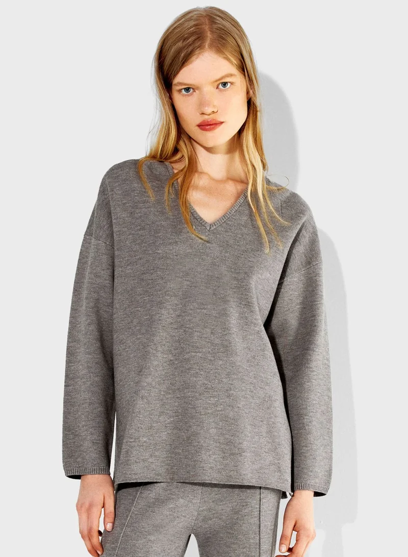 PARFOIS V-Neck Knitted Sweater